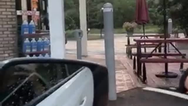 Guy jumps over pole gets shorts stuck falls