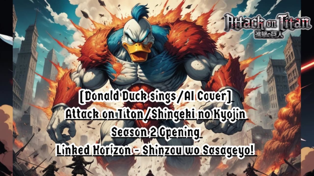 [Donald Duck sings/AI Cover] Attack on Titan Season 2 Opening Linked Horizon - Shinzou wo Sasageyo