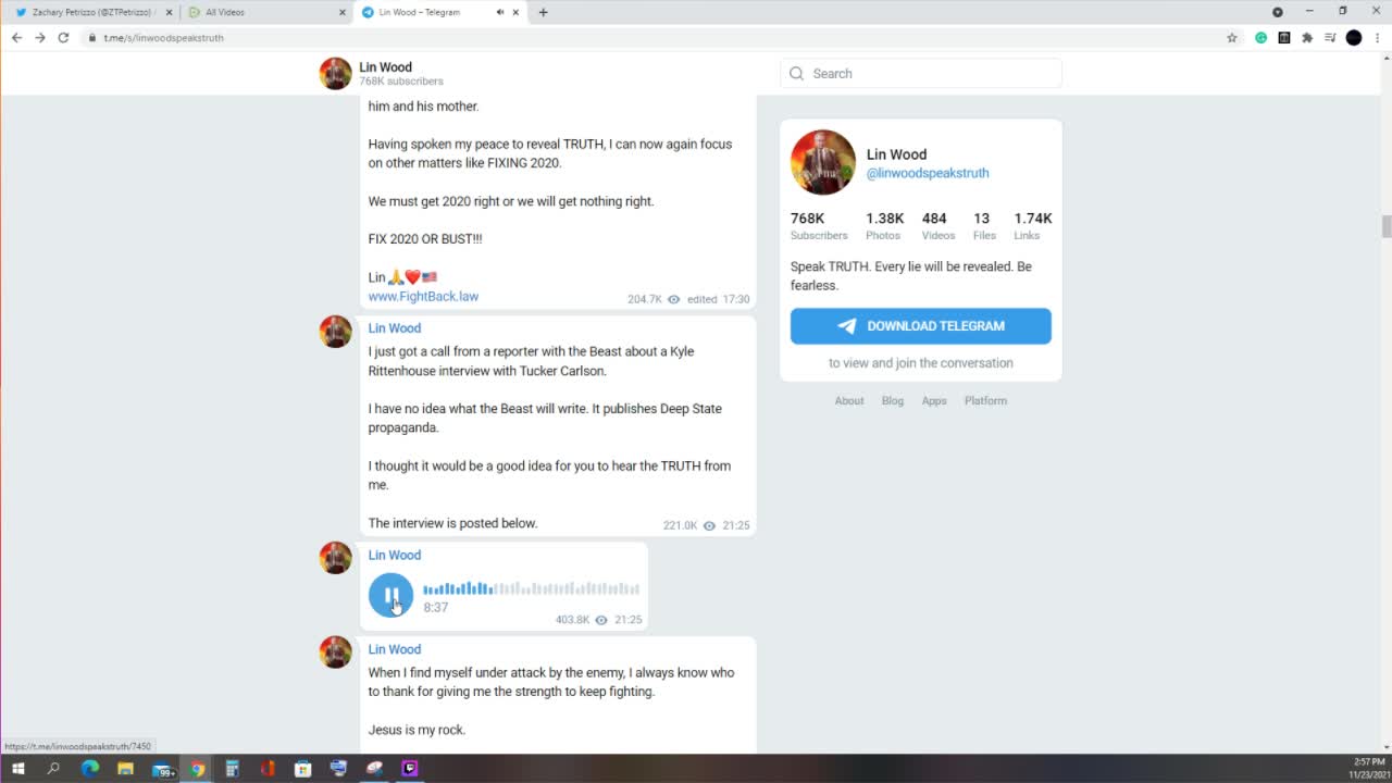 Lin Wood interview with Zachary Petrizzo on 11.22.2021 Night of Tucker Kyle Rittenhouse Interview