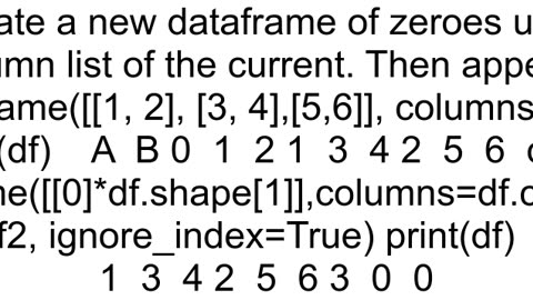 Pandas Adding Row with All Values Zero