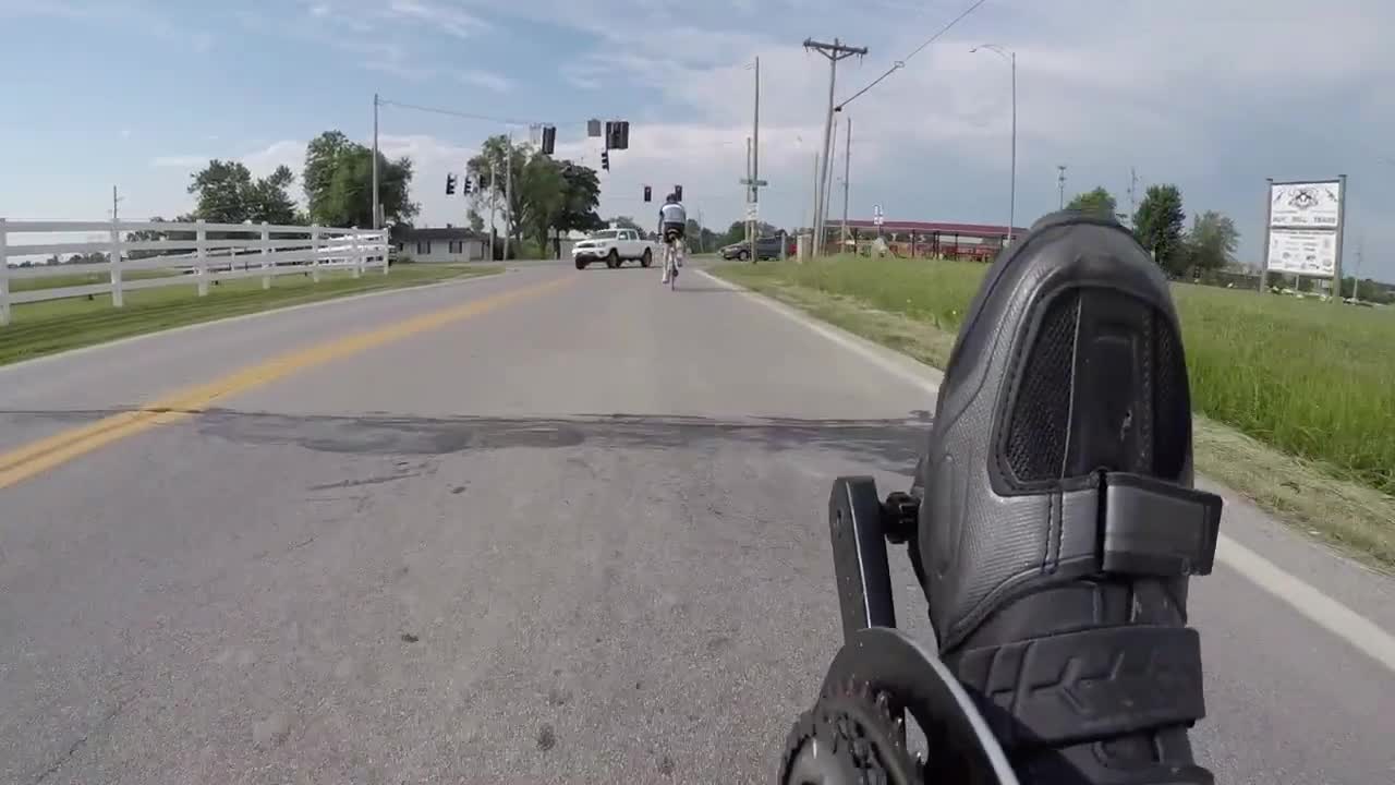 Recumbent Trike riding with a bicycle group