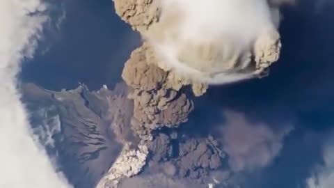 This is what an erupting volcano looks like from space.