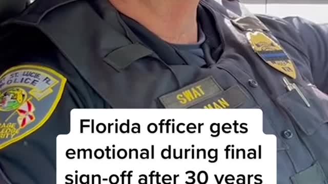 Florida officer gets emotional during final sign-off after 30 years