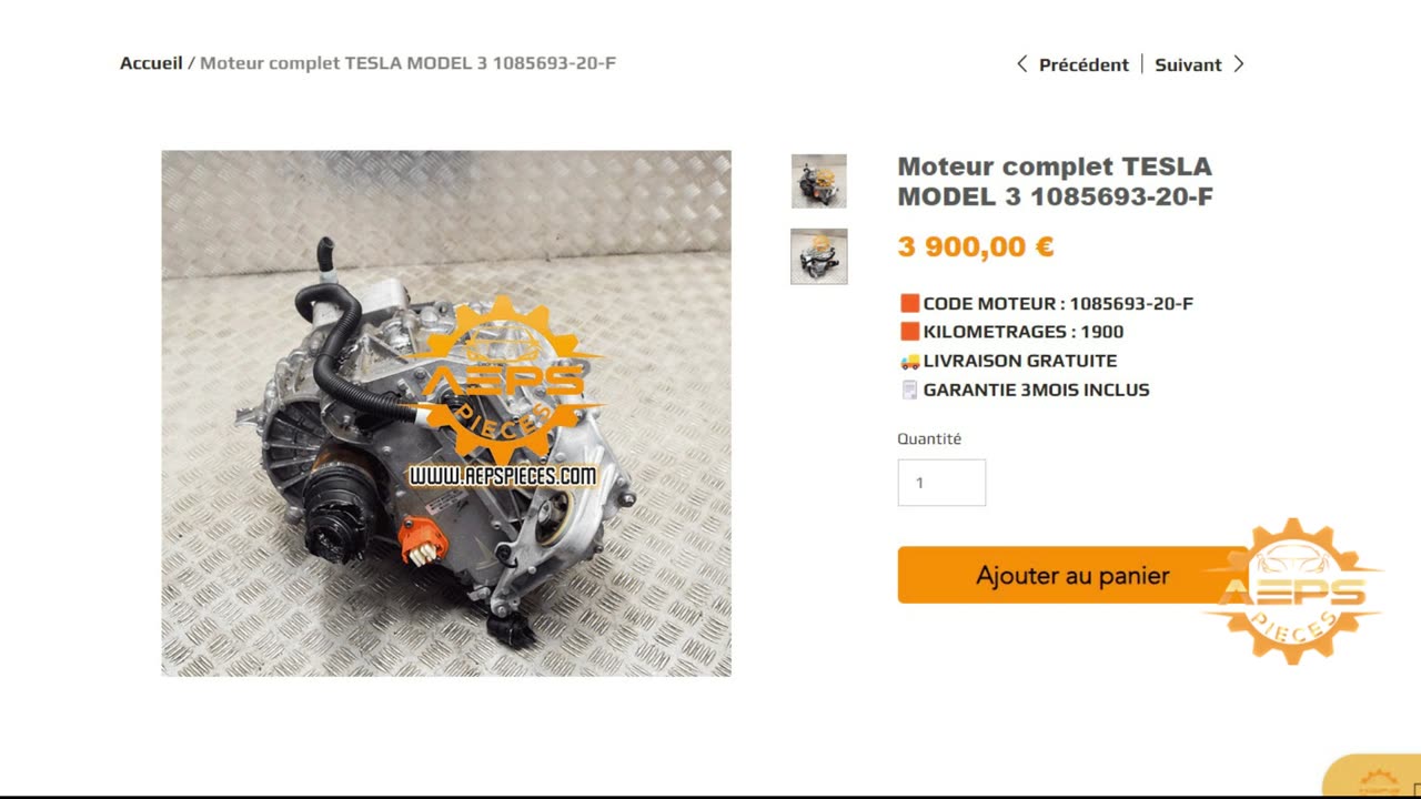 AEPSPIECES.COM - Moteur complet TESLA MODEL 3 1085693-20-F