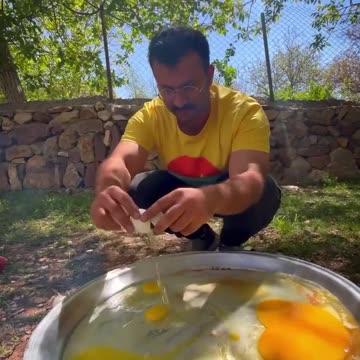 Ostrich egg hen egg and butter tasty recipe