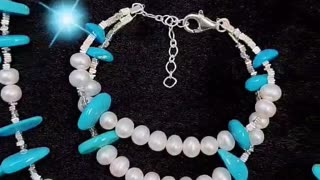 GN-20241211-03 Turquoise Set Natural Turquoise Natural Pearl Necklace Bracelet Jewelry Holiday Gift