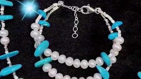 GN-20241211-03 Turquoise Set Natural Turquoise Natural Pearl Necklace Bracelet Jewelry Holiday Gift