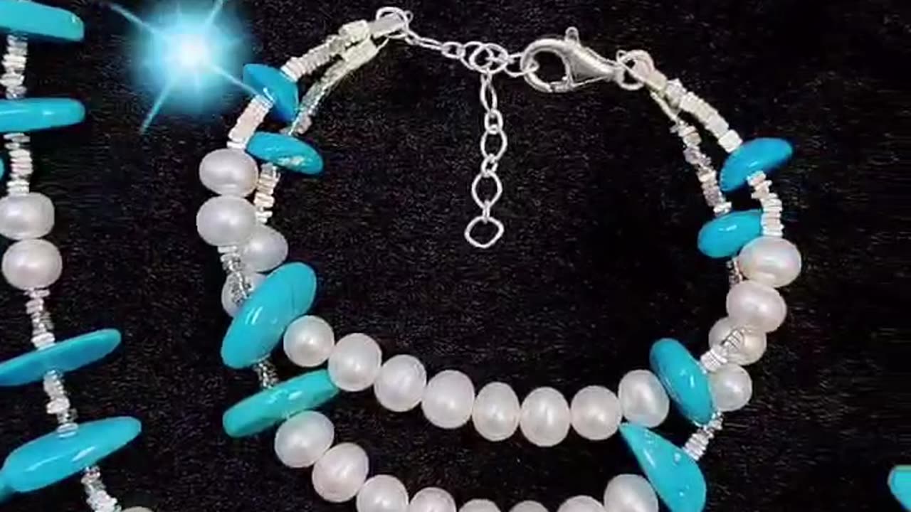 GN-20241211-03 Turquoise Set Natural Turquoise Natural Pearl Necklace Bracelet Jewelry Holiday Gift