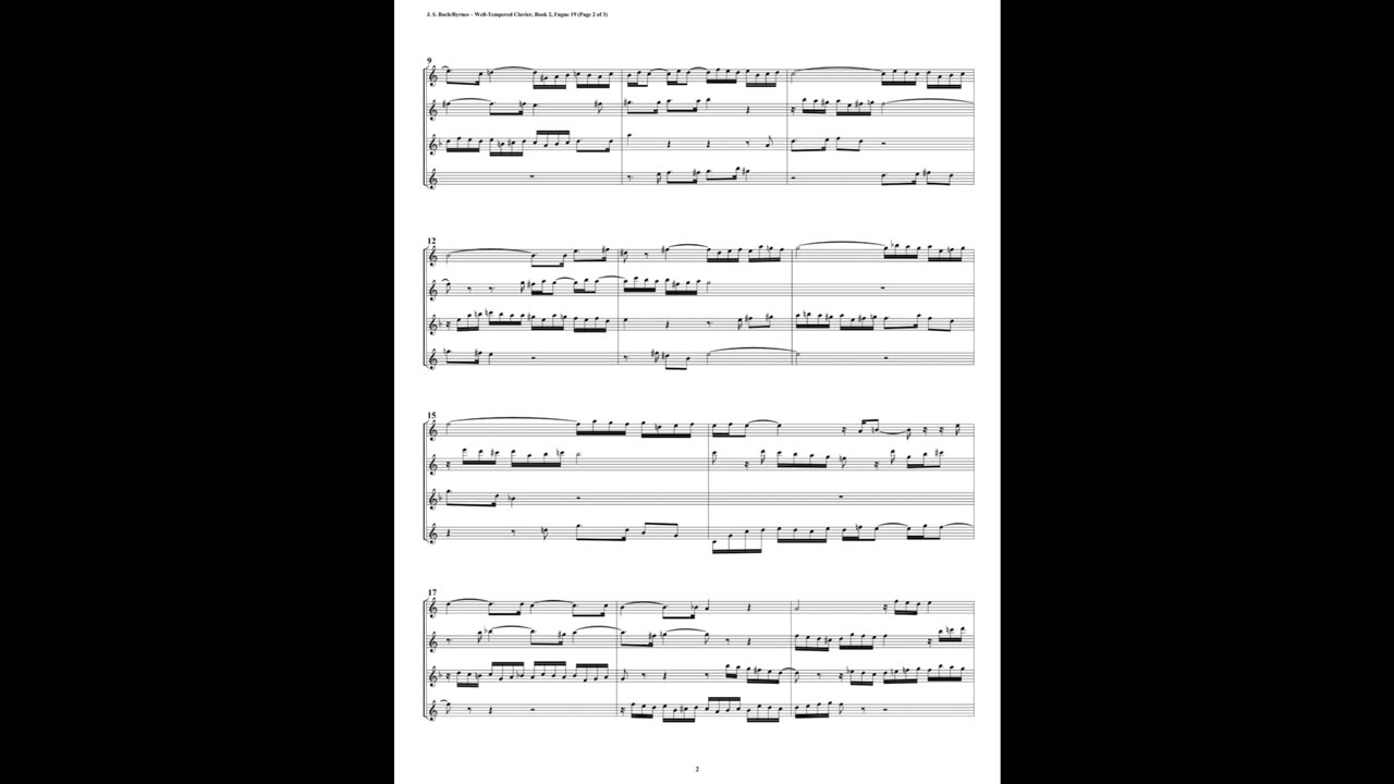 J.S. Bach - Well-Tempered Clavier: Part 2 - Fugue 19 (Flute Quartet)