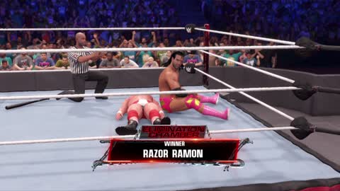 wwe2k22 Razor Ramon vs Dino Bravo extreme rules, Scott Hall tribute