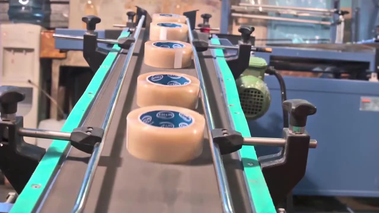 Process of making scotch tape in factory