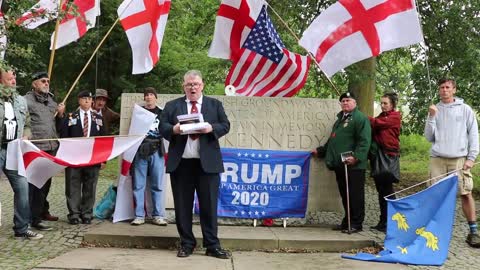 English Constitutionalists at JFK memorial Runnymede England.