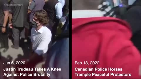 Trudeau knealing 2020 vs 2022 trampled citizens