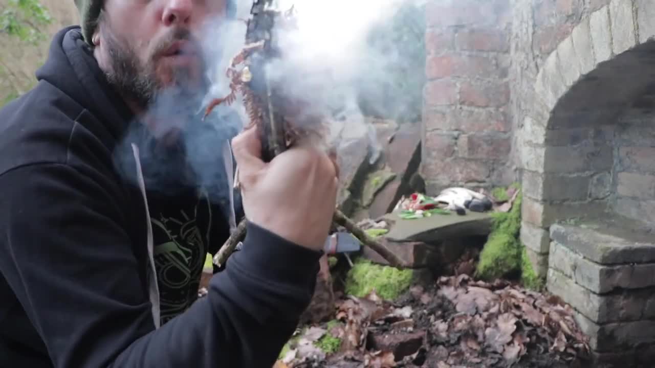 Bushcraft Survival camp in Ancient Woodland Ruins