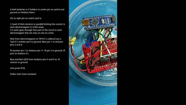 Electromagnet Propelled Boat Close Up and Description of Circuit