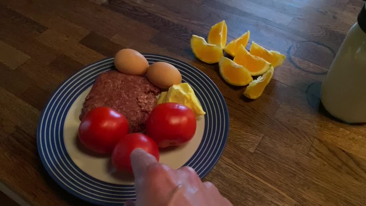 Beef With Organs, Tomatoes, Butter, Eggs, Milk and Orange