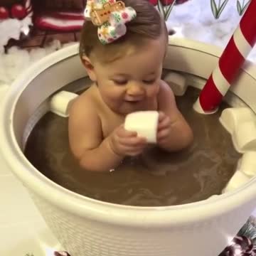 Chocolate bath look how she is enjoy