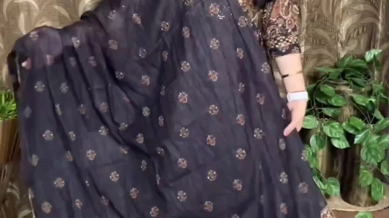 Price - 2$ Janasya Women's Navy Blue Poly Crepe Floral Print Flared Kurta
