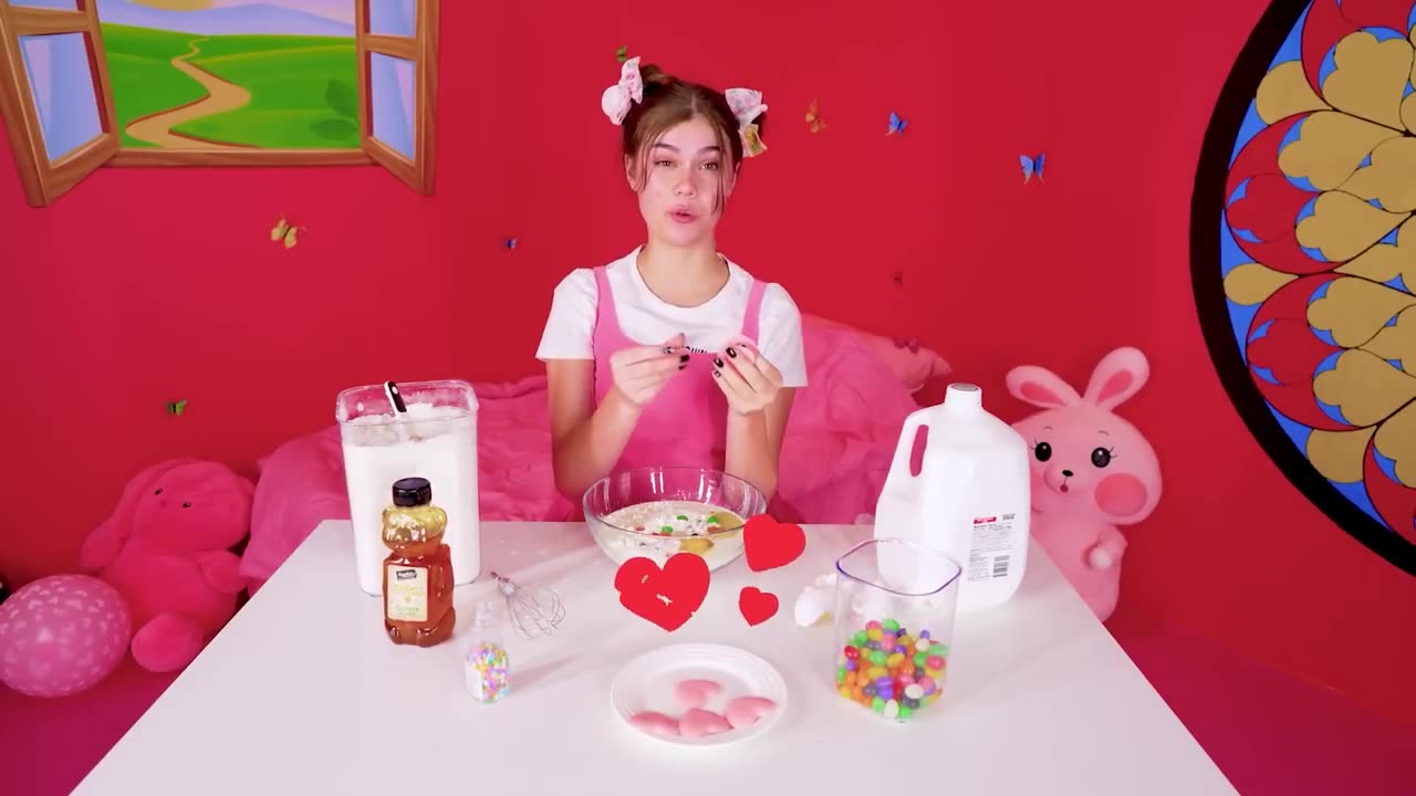 Nastya and Mia - Doing Cake, Mixing Colorful Slime and mixing Cereals