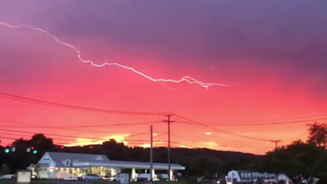 Serendipitous Lightning Strike During Splendid Sunset