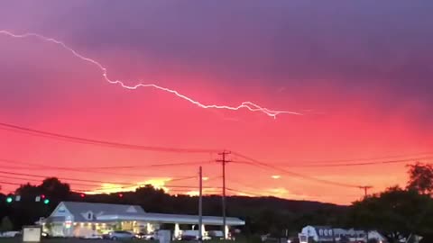 Serendipitous Lightning Strike During Splendid Sunset