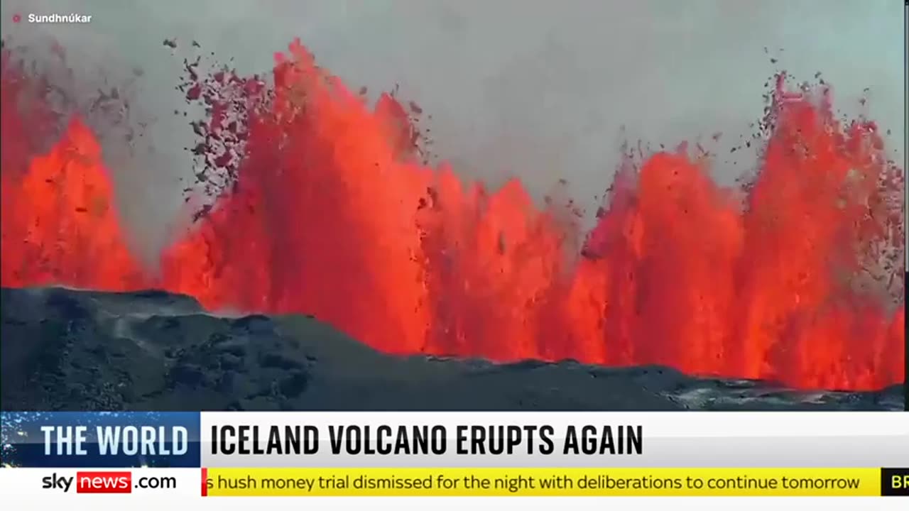 Iceland_ Volcano erupts again as country's civil defence put on high alert Sky News