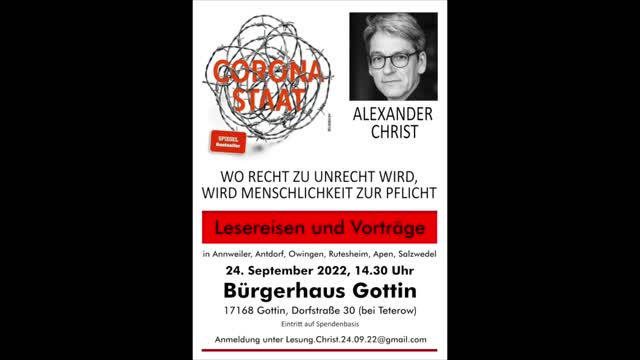 Alexander Christ - Lesereisen und Vorträge