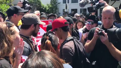 Aug 27 2017 Berkeley 1.5 young trump supporter is surrounded 'Should we call your mommy'