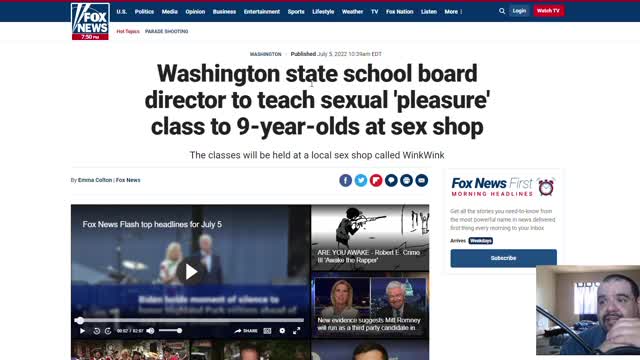 Washington State Director of school board wants to host sex show for 9 yr.