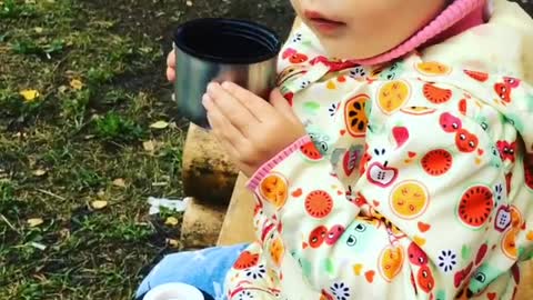 Girl and her long-awaited tea time