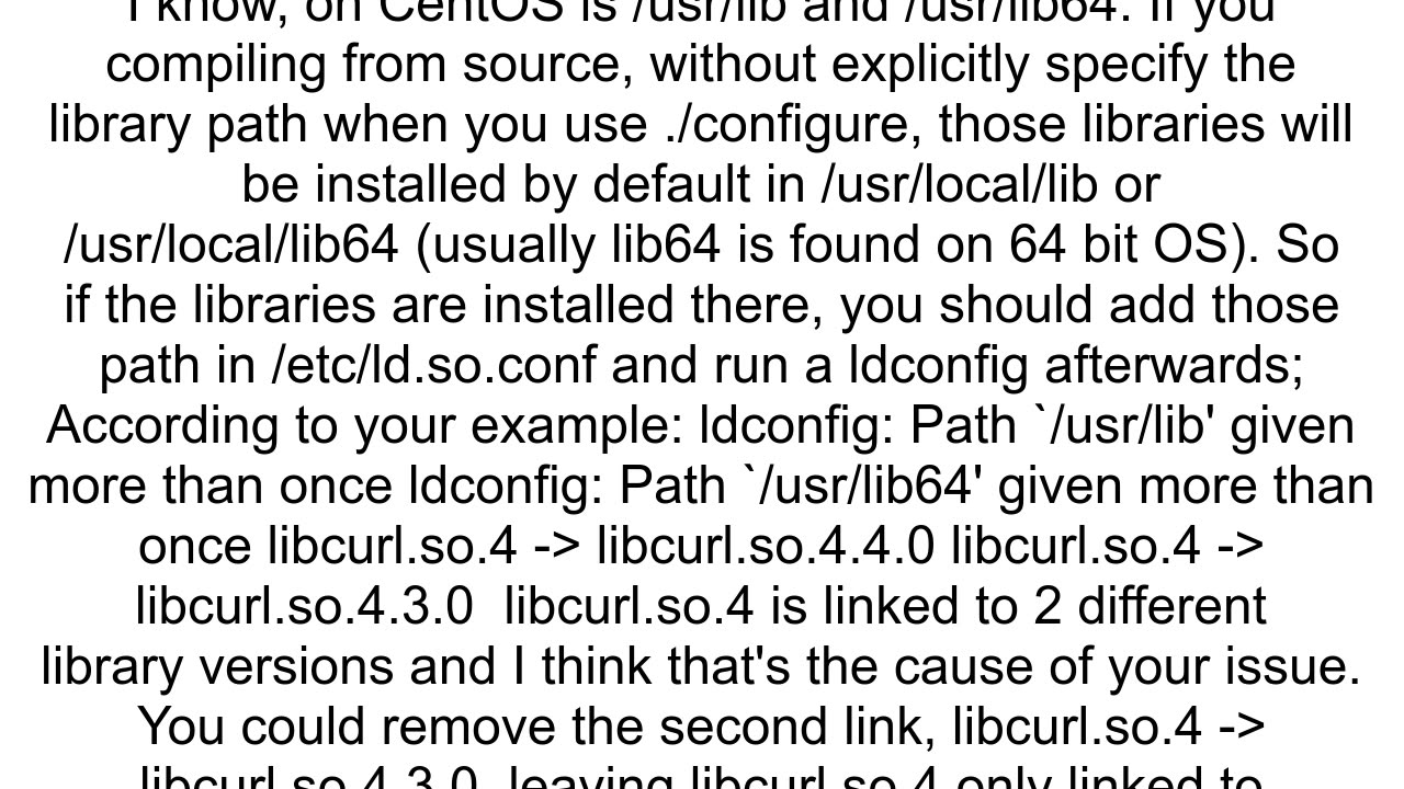 CRYPTO_num_locks error occurs due to two versions of libcurl on Centos 7