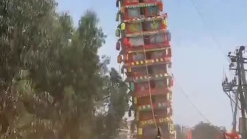 Stack Of Carts Falls In India