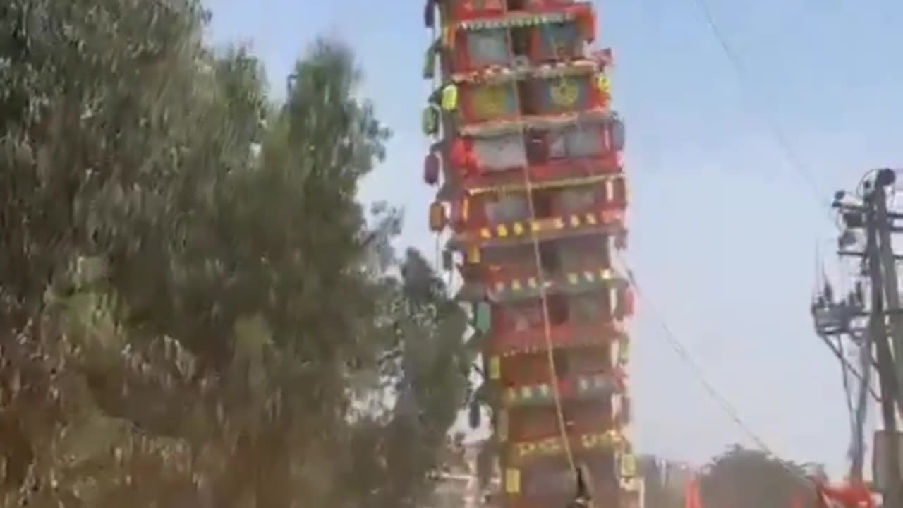 Stack Of Carts Falls In India