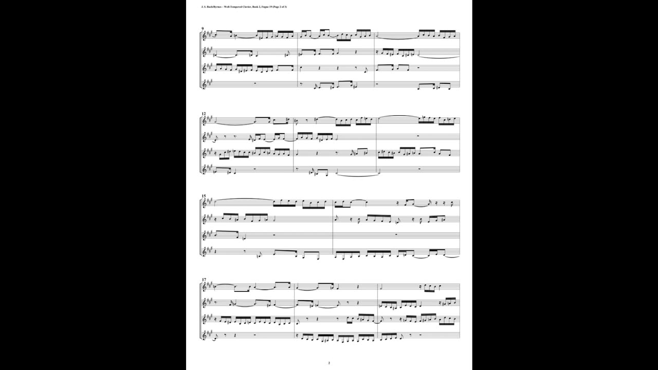 J.S. Bach - Well-Tempered Clavier: Part 2 - Fugue 19 (Clarinet Quartet)