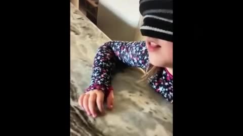 Little girl thinking it was poop. Funny!