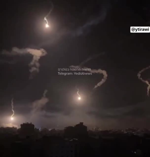 Flares lighting up the sky over Gaza