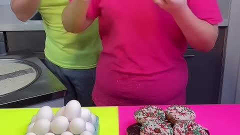 Ice cream challenge! Cake vs egg