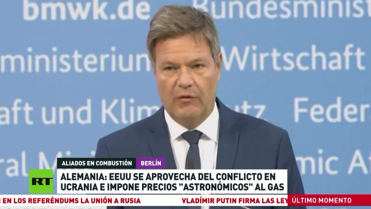 La Germania dice che gli USA approfittano del conflitto ucraino e impongono prezzi "astronomici" del gas.Il ministro dell'Economia tedesco, Robert Habeck, accusa gli USA e alcuni partner europei