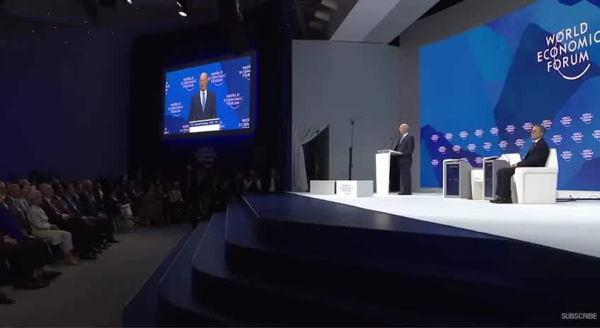 Klaus Schwab tells the participants of the World Economic Forum