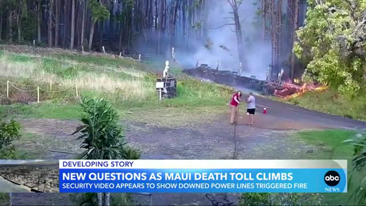 Security video appears to show what triggered deadly Maui fire | GMA