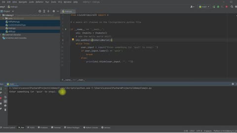 livingrimoire Python hello world in PyCharm