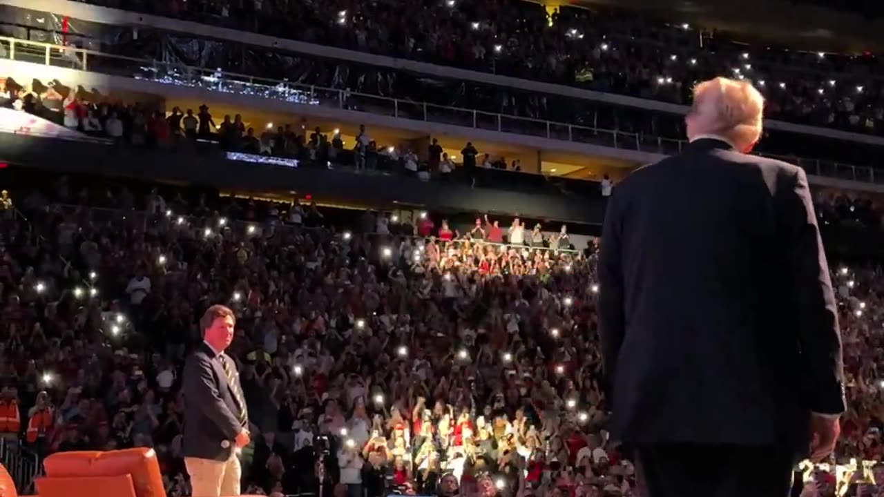 President Donald J. Trump takes the stage at the Tucker Carlson Live Tour.