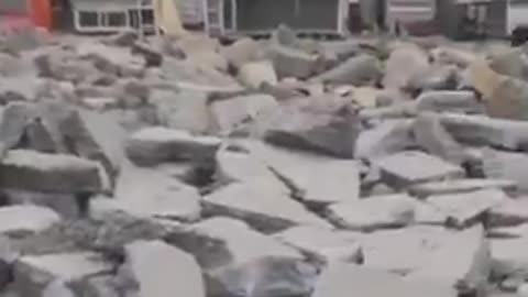 Chinese government destroyed the road to a village, to force farmers to buy property in a ghost city