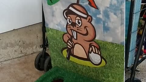 Gopher golf game is part of the carnival and circus party activity lead by the ringmaster in Humble