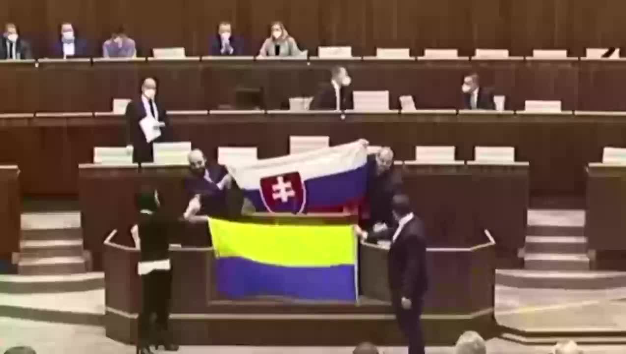 When they tried the Ukrainian flag drop in the Slovakian parliament