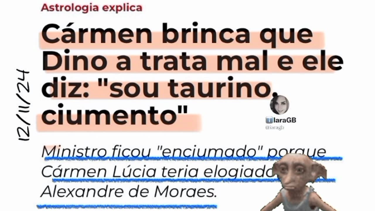 Cármen brinca que Dino a trata mal e ele diz: "sou taurino ciumento"