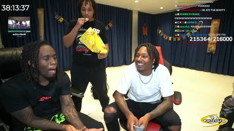 Duke Dennis and Kai Cenat reacts to Kai eating Pringle chip out off girl's Butt