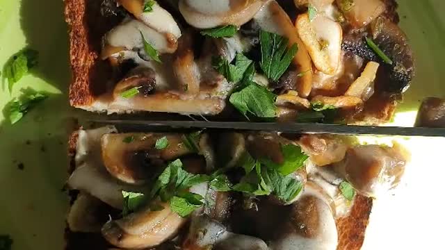 mushroom toast with tahini sauce