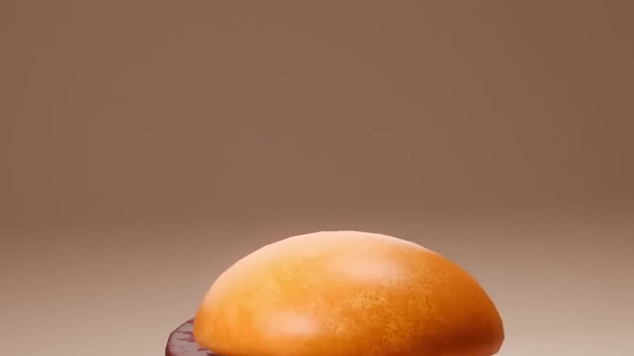 Simulation of falling cheese slice of Burger of 1 face to 262144 faces