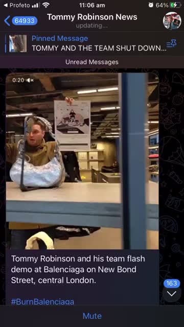 Tommy Robinson on Telegram: Balenciaga shop etc